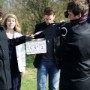 Exterior work on "The Secret Life of Butterflies". Gaffer Simon Olney is boarding.